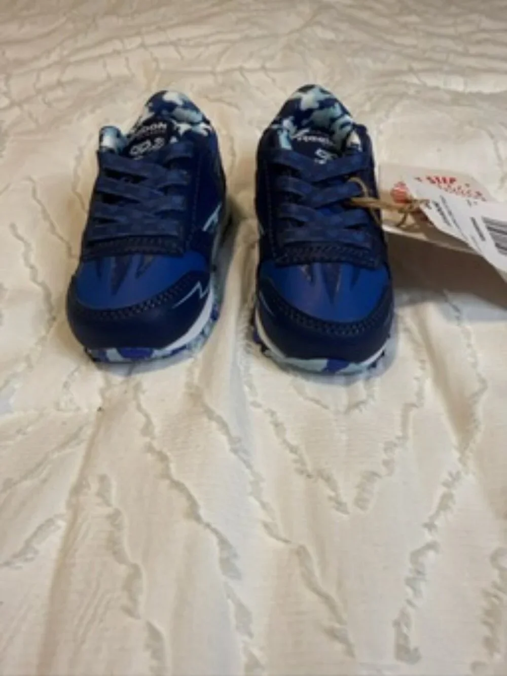 Kids Size 4c Reebok Classic Leather Step N Flash Shoe in Blue